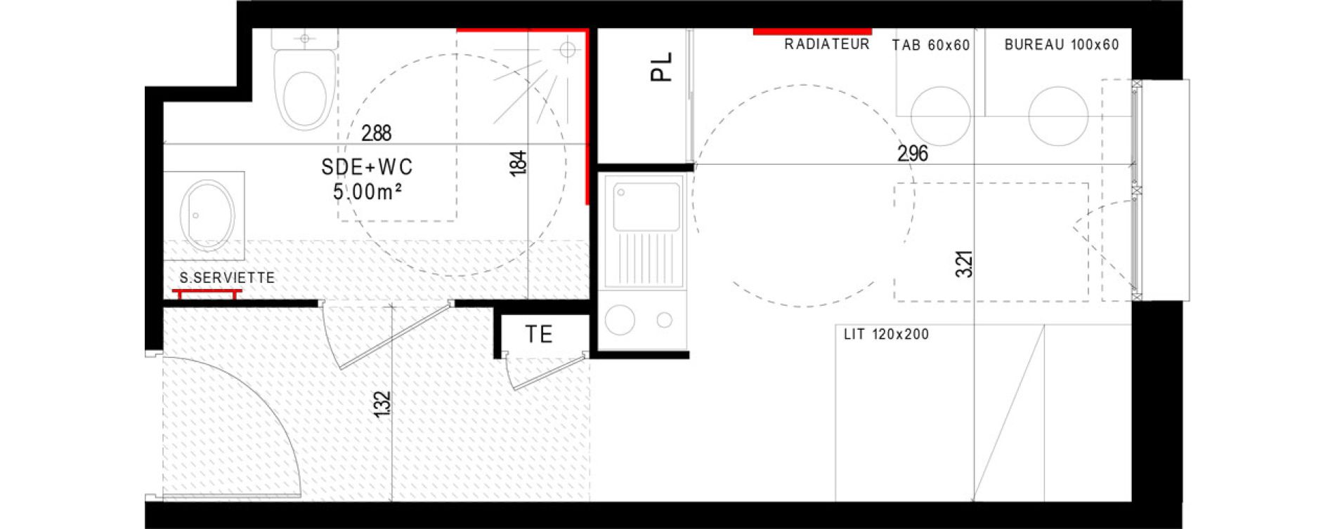 Appartement T1 meubl&eacute; de 20,14 m2 &agrave; Aubi&egrave;re Campus universitaire les c&eacute;zeaux