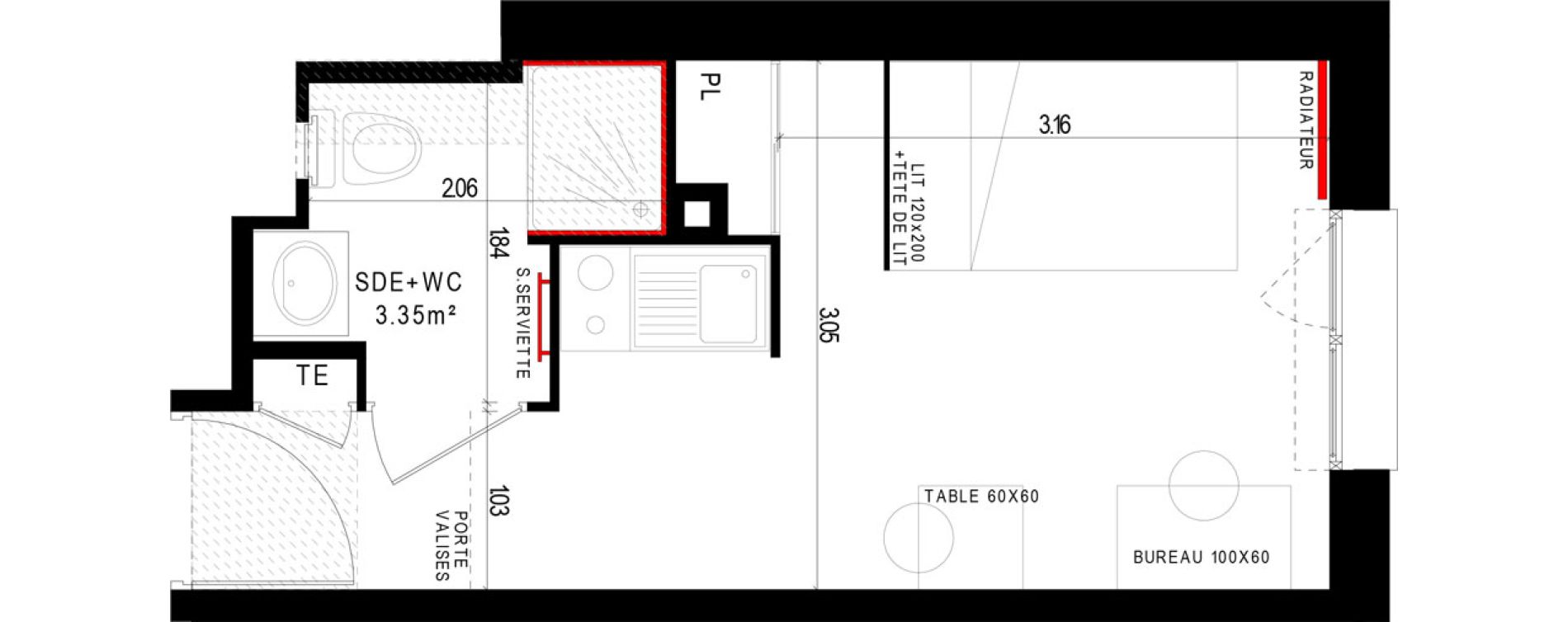 Appartement T1 meubl&eacute; de 18,18 m2 &agrave; Aubi&egrave;re Campus universitaire les c&eacute;zeaux