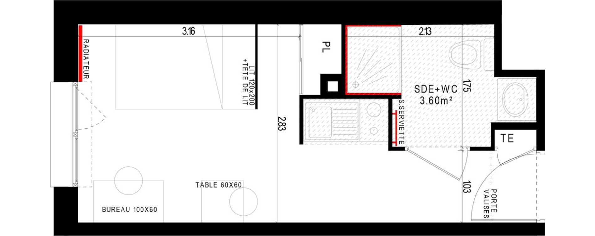 Appartement T1 meubl&eacute; de 17,45 m2 &agrave; Aubi&egrave;re Campus universitaire les c&eacute;zeaux