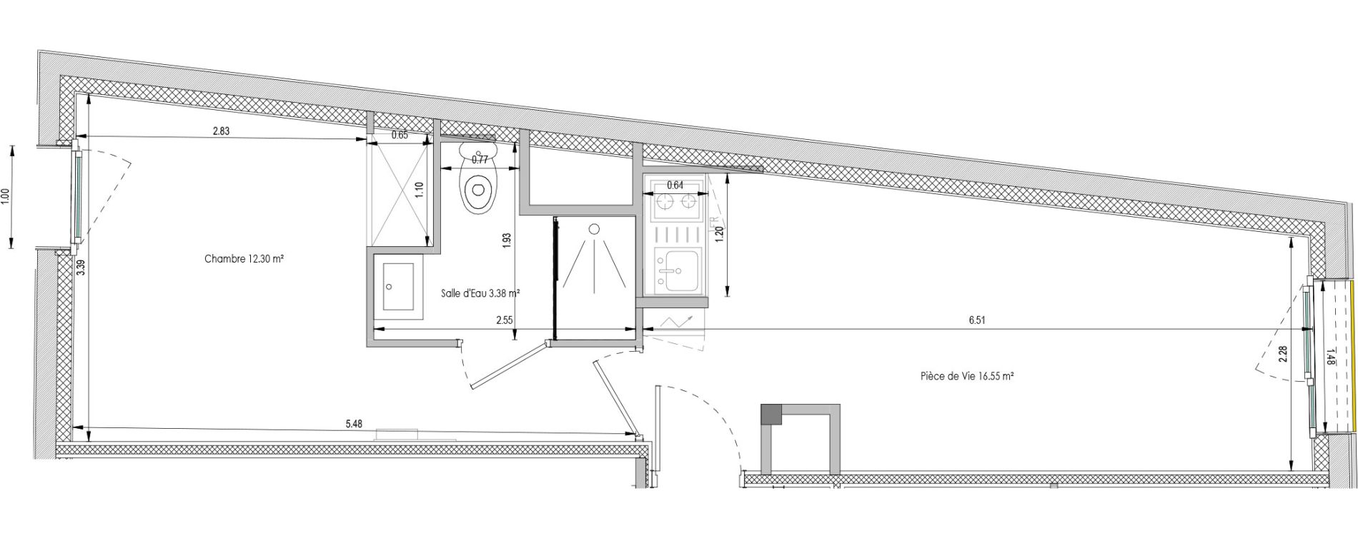 Appartement T2 meubl&eacute; de 32,23 m2 &agrave; Aubi&egrave;re Campus universitaire les c&eacute;zeaux
