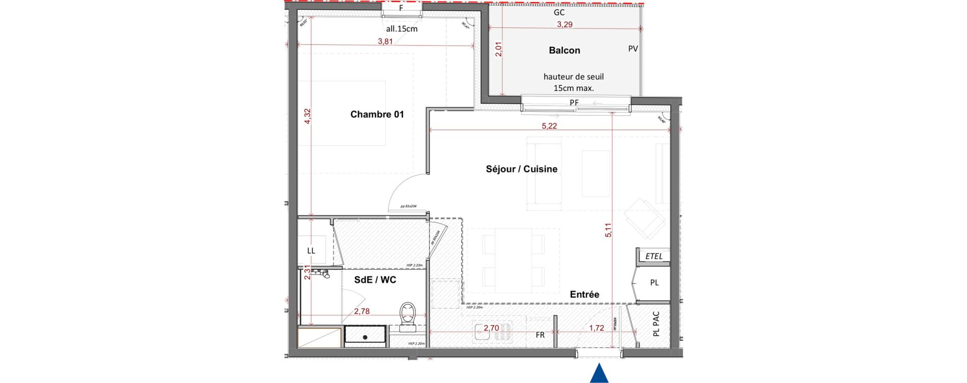 Appartement T2 de 47,38 m2 &agrave; C&eacute;bazat Centre