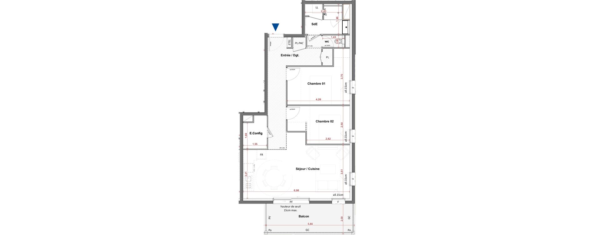 Appartement T3 de 68,53 m2 &agrave; C&eacute;bazat Centre