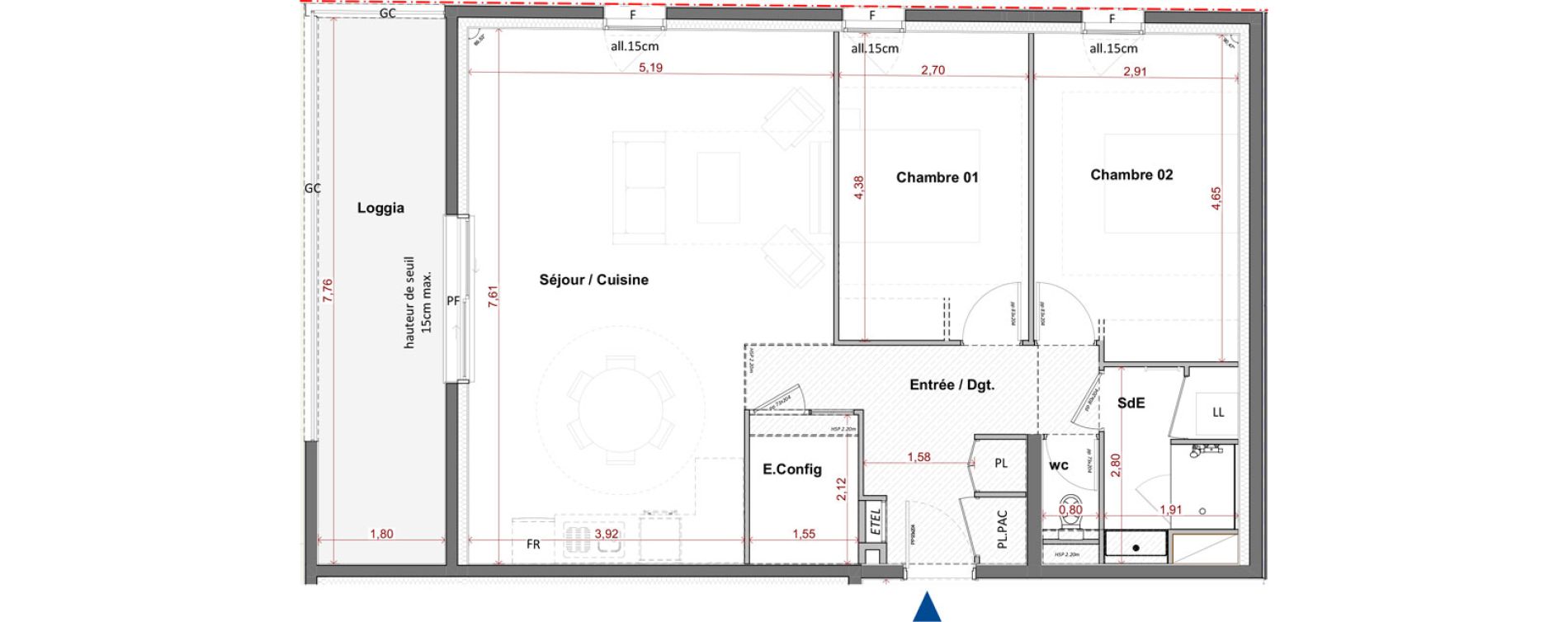 Appartement T3 de 79,50 m2 &agrave; C&eacute;bazat Centre