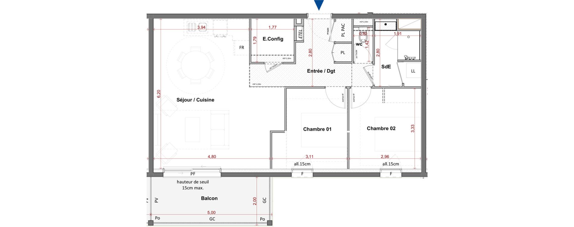 Appartement T3 de 66,50 m2 &agrave; C&eacute;bazat Centre