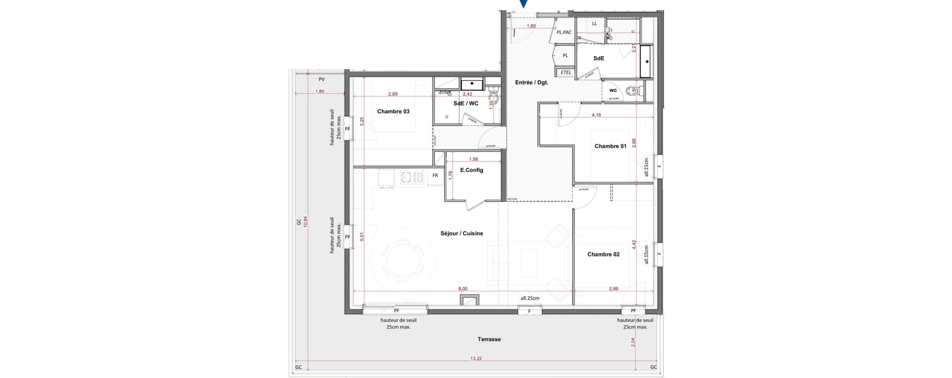 Appartement T4 de 97,22 m2 &agrave; C&eacute;bazat Centre