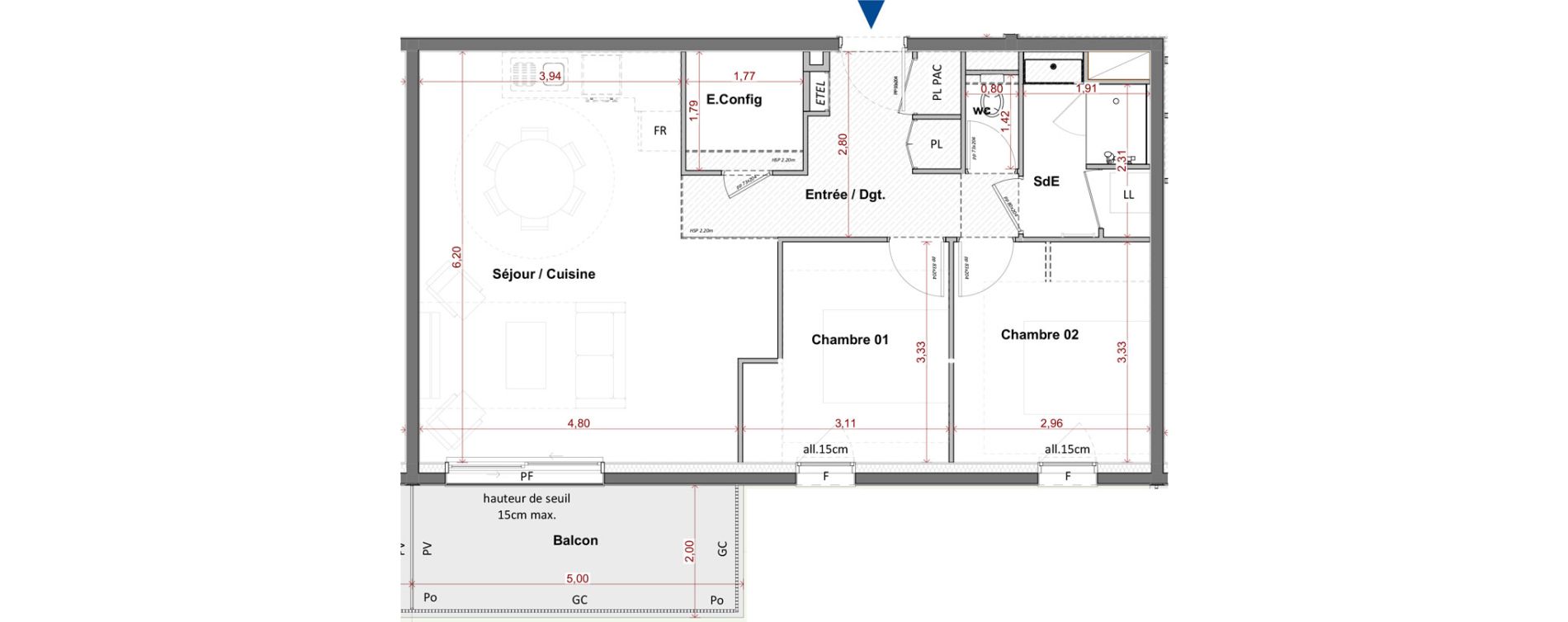 Appartement T3 de 65,50 m2 &agrave; C&eacute;bazat Centre