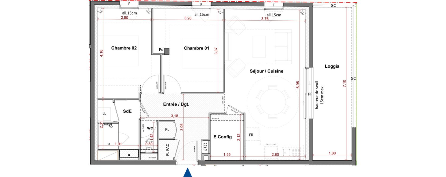 Appartement T3 de 64,75 m2 &agrave; C&eacute;bazat Centre