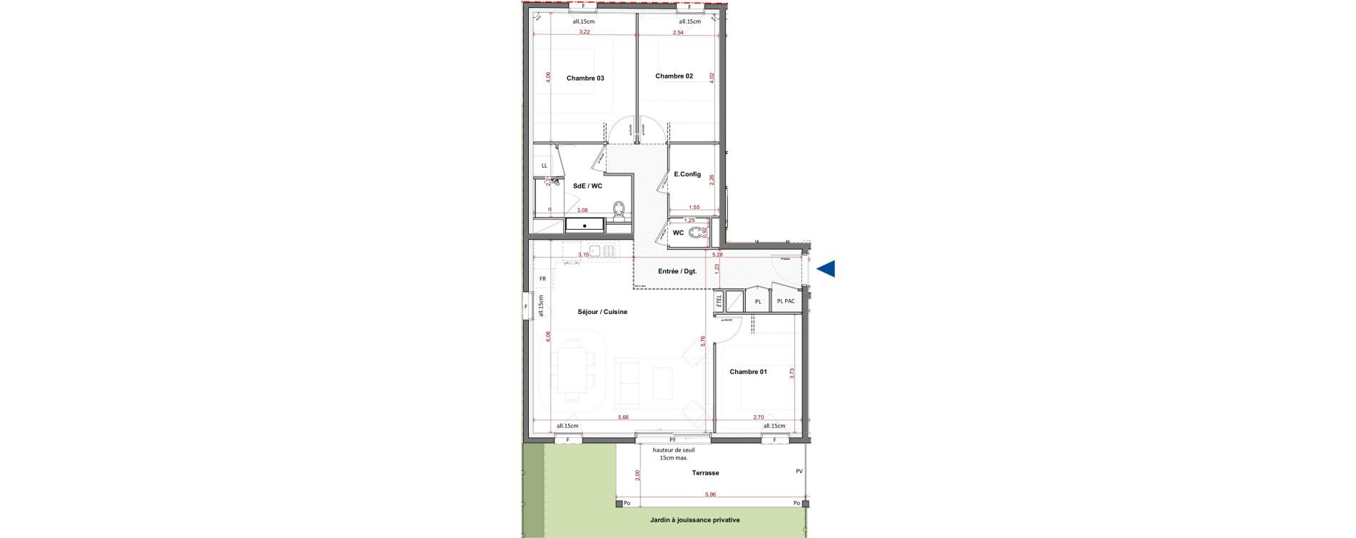 Appartement T4 de 87,55 m2 &agrave; C&eacute;bazat Centre