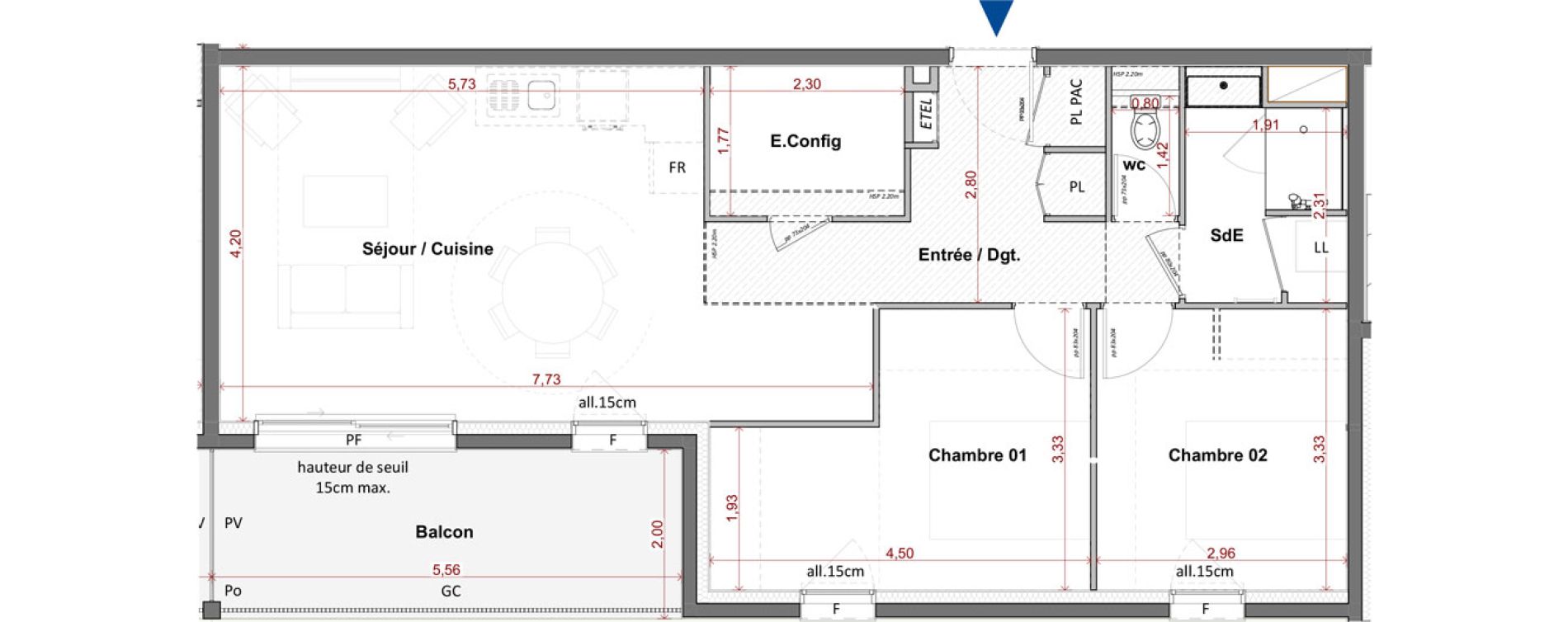 Appartement T3 de 68,29 m2 &agrave; C&eacute;bazat Centre