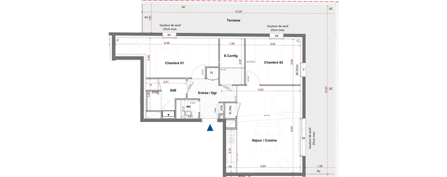 Appartement T3 de 62,66 m2 &agrave; C&eacute;bazat Centre