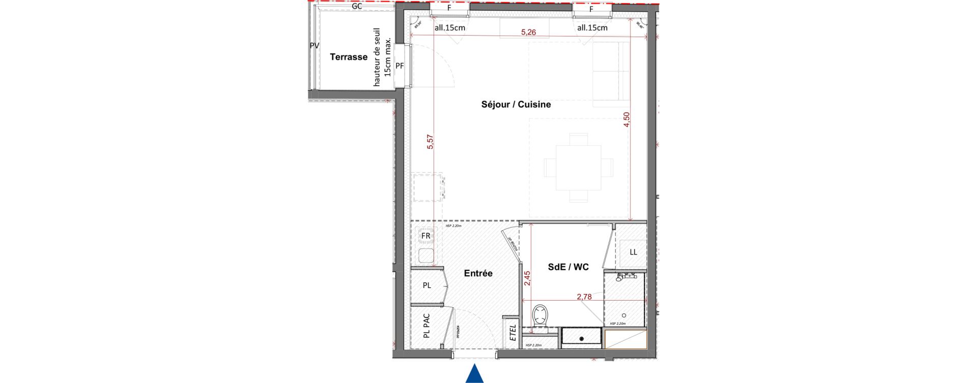 Appartement T1 de 37,43 m2 &agrave; C&eacute;bazat Centre