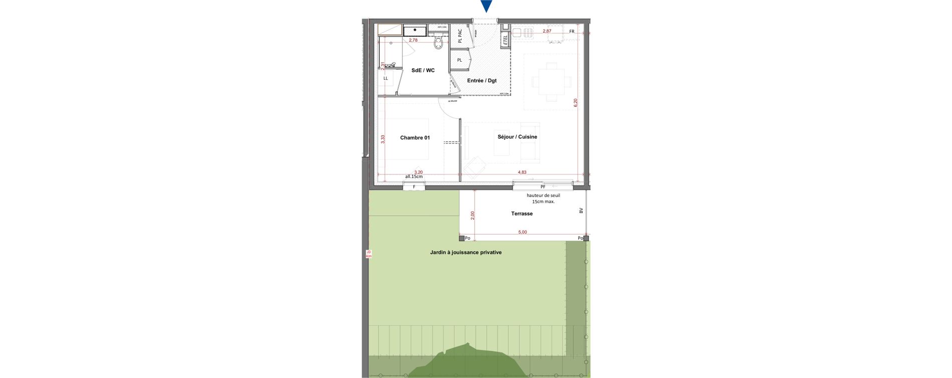 Appartement T2 de 48,38 m2 &agrave; C&eacute;bazat Centre