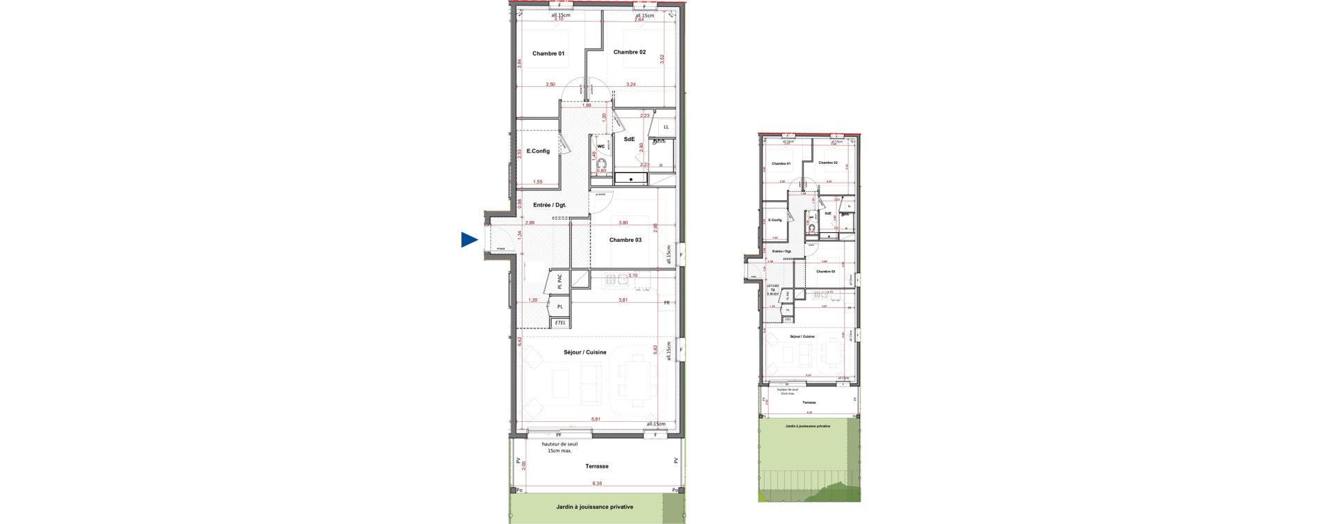 Appartement T4 de 86,42 m2 &agrave; C&eacute;bazat Centre