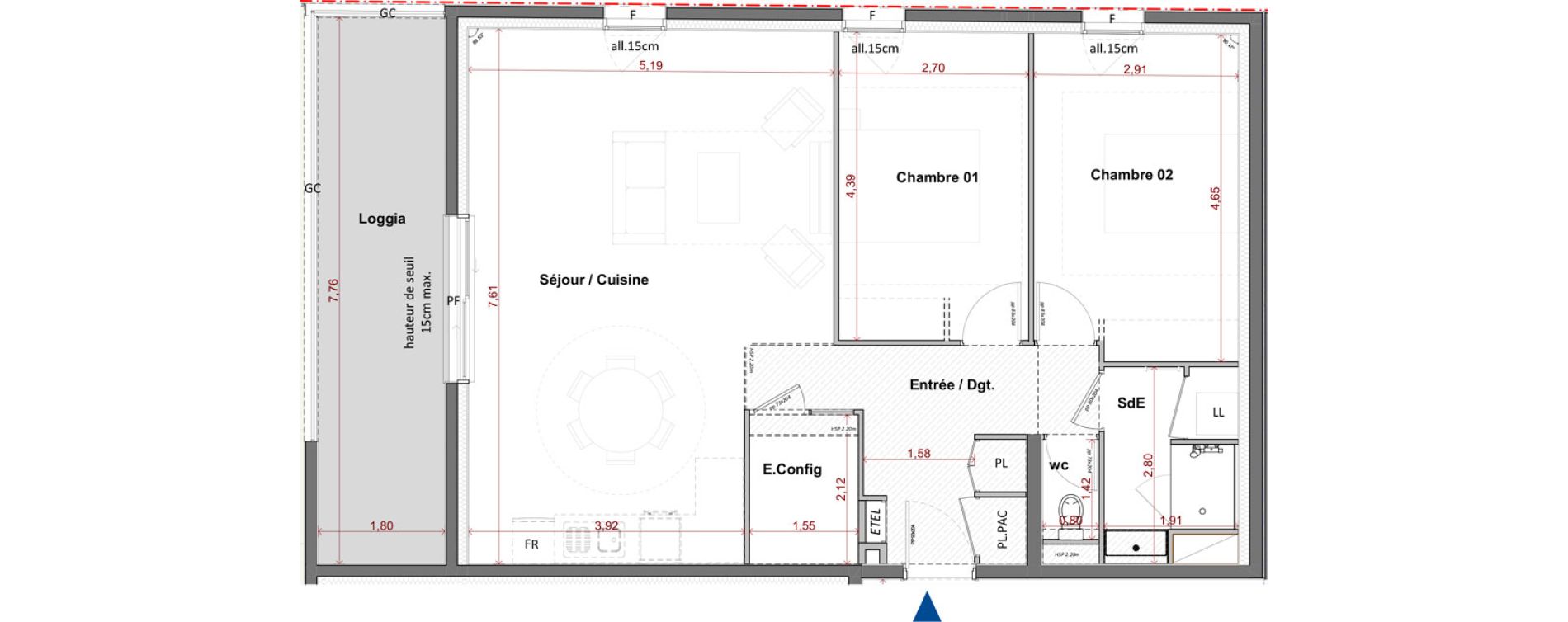 Appartement T3 de 79,50 m2 &agrave; C&eacute;bazat Centre