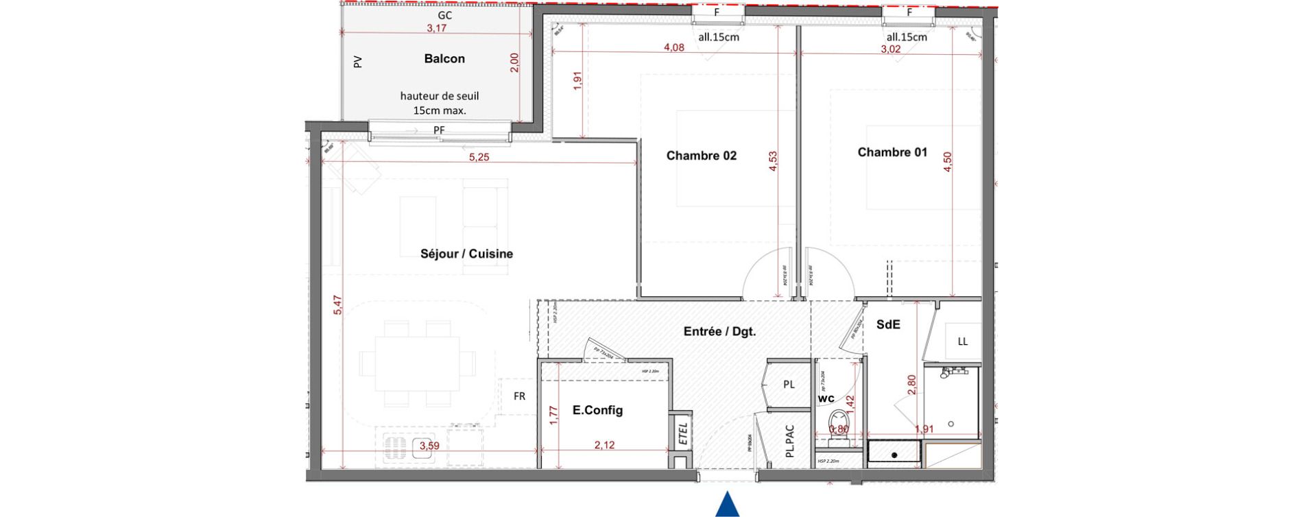 Appartement T3 de 71,15 m2 &agrave; C&eacute;bazat Centre