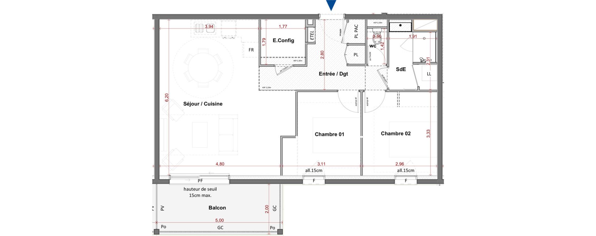 Appartement T3 de 65,50 m2 &agrave; C&eacute;bazat Centre