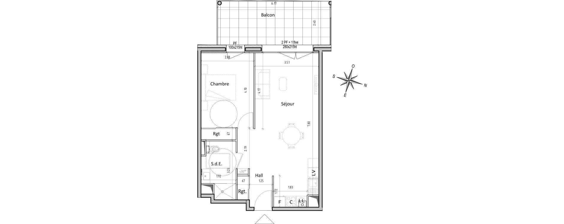 Appartement T2 de 51,15 m2 &agrave; Chamali&egrave;res Centre