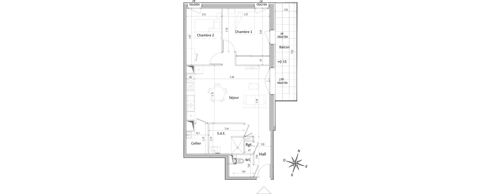 Appartement T3 de 64,99 m2 &agrave; Chamali&egrave;res Centre