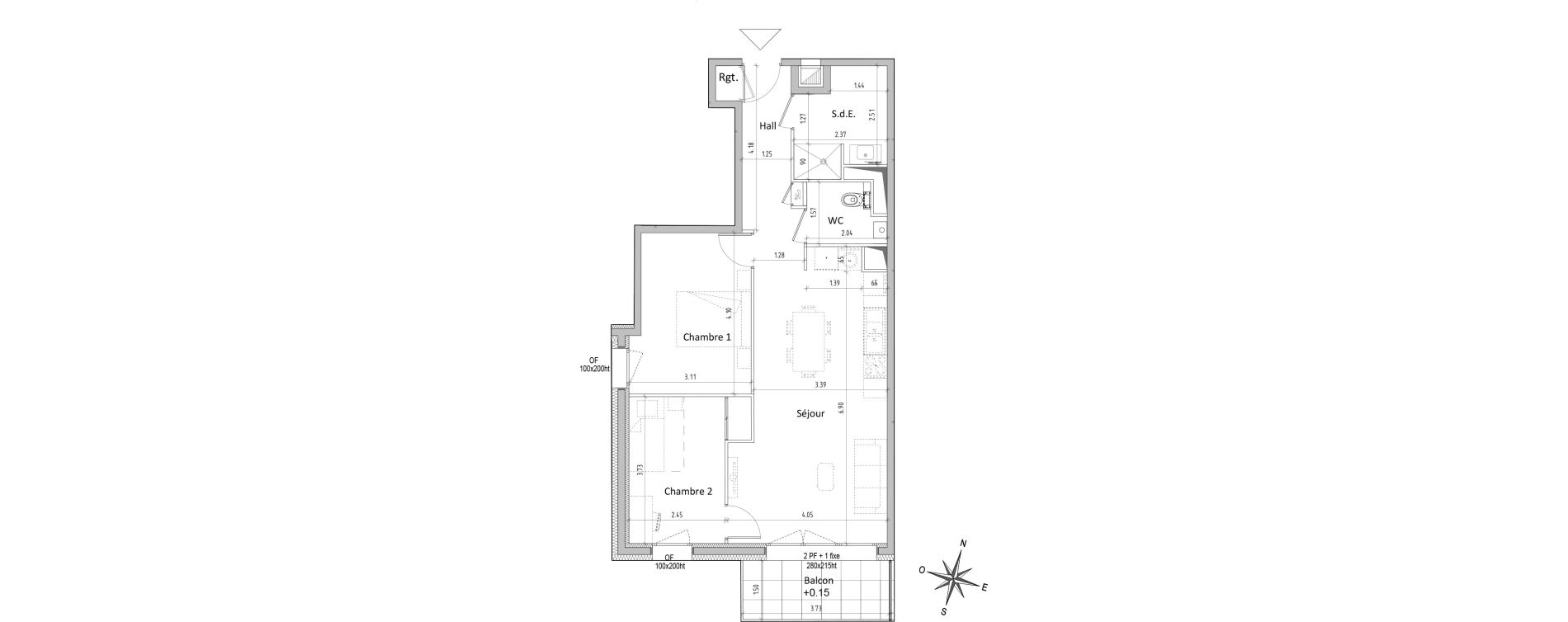 Appartement T3 de 63,67 m2 &agrave; Chamali&egrave;res Centre