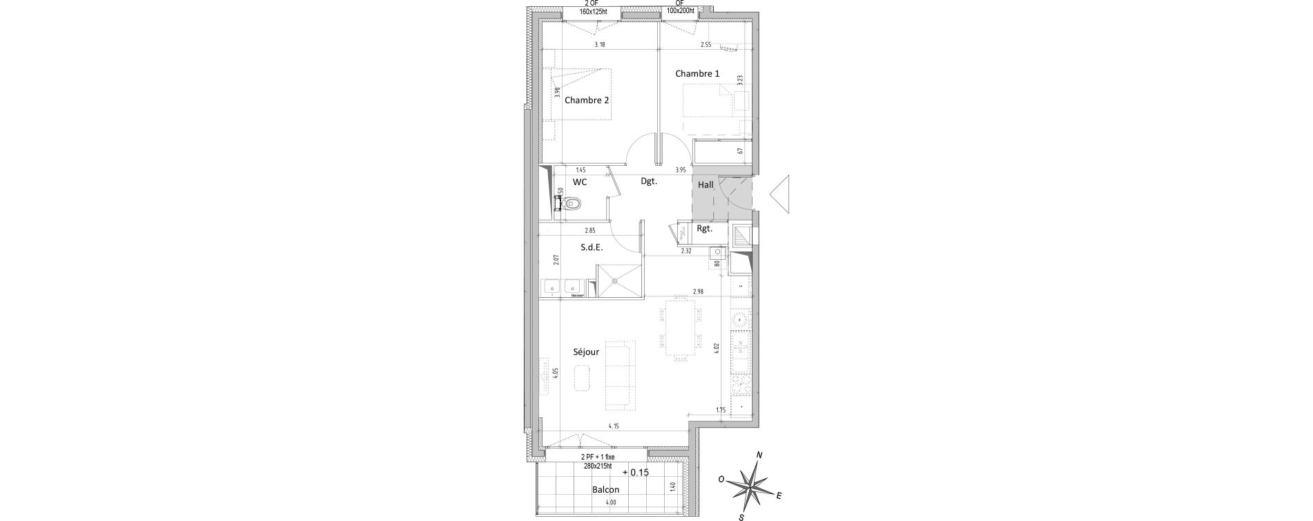 Appartement T3 de 63,83 m2 &agrave; Chamali&egrave;res Centre