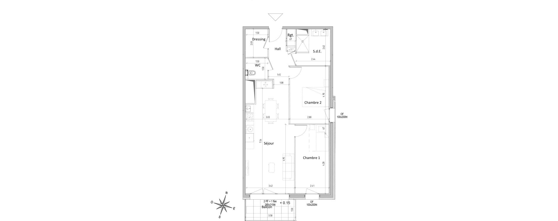 Appartement T3 de 67,19 m2 &agrave; Chamali&egrave;res Centre