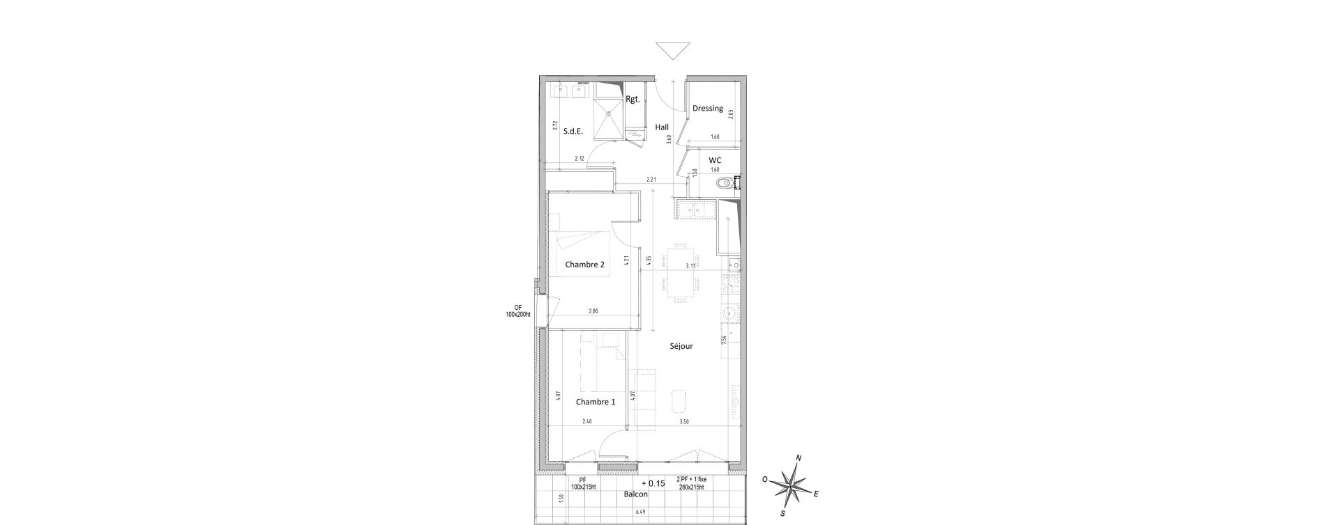 Appartement T3 de 66,78 m2 &agrave; Chamali&egrave;res Centre