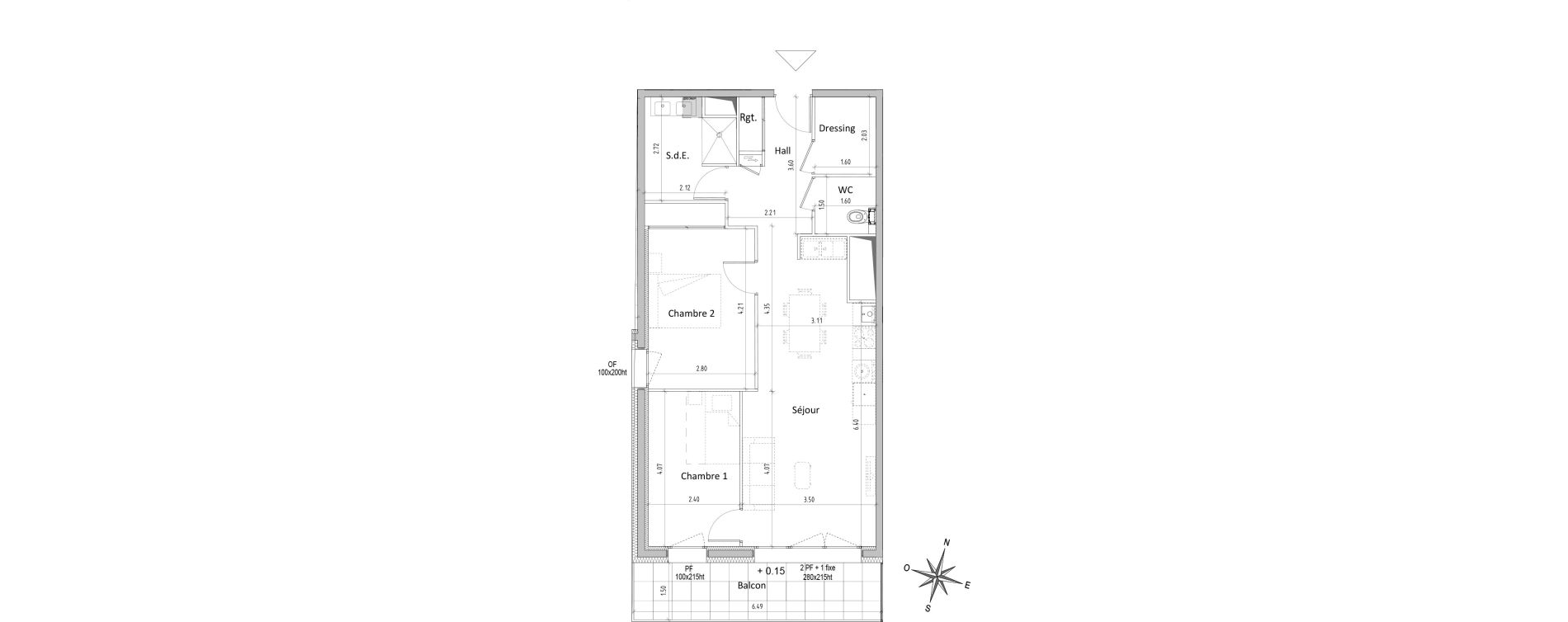 Appartement T3 de 66,81 m2 &agrave; Chamali&egrave;res Centre