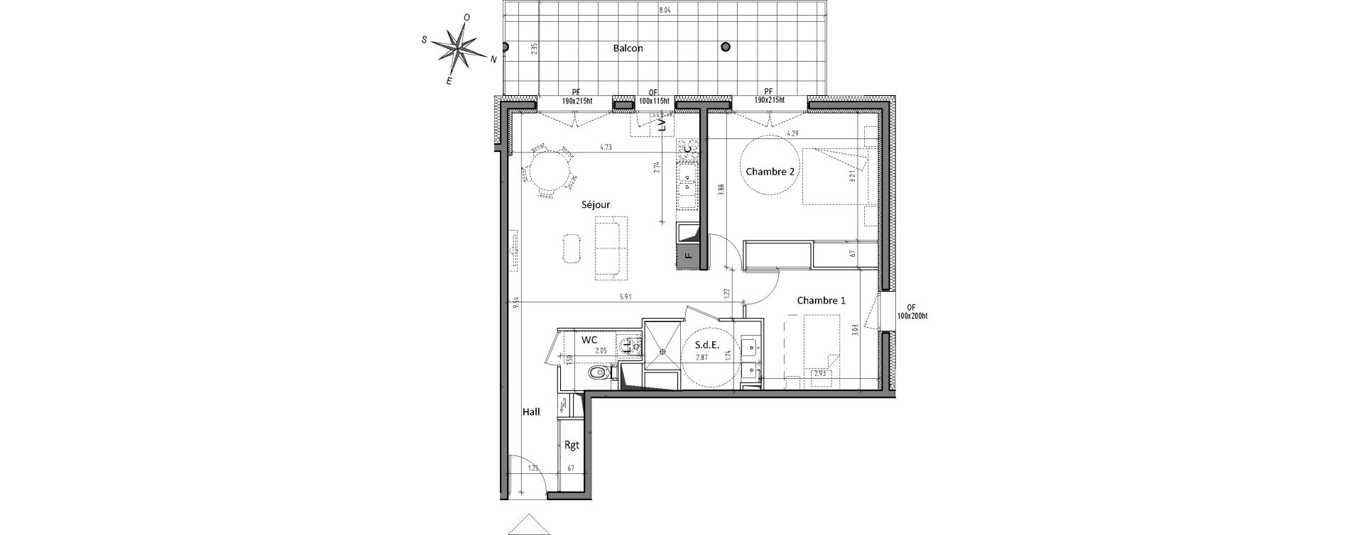 Appartement T3 de 65,92 m2 &agrave; Chamali&egrave;res Centre