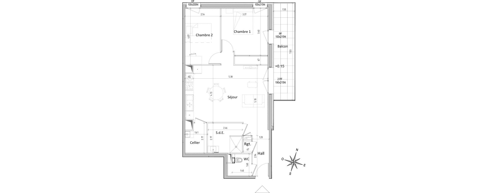 Appartement T3 de 64,99 m2 &agrave; Chamali&egrave;res Centre