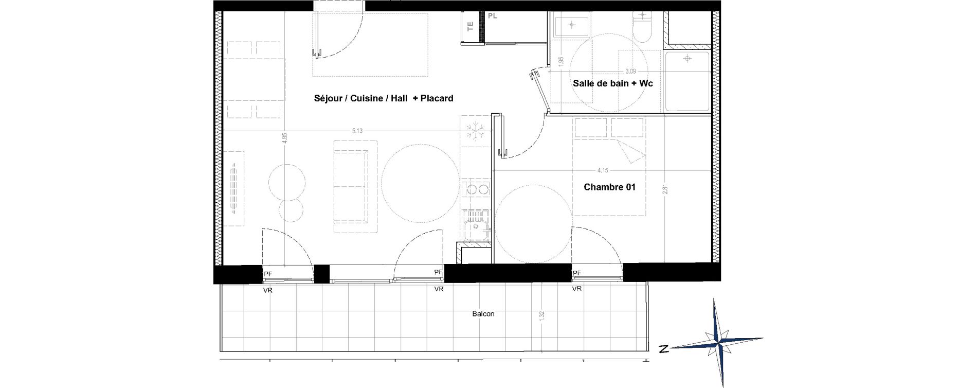 Appartement T2 de 43,40 m2 &agrave; Clermont-Ferrand Saint alyre