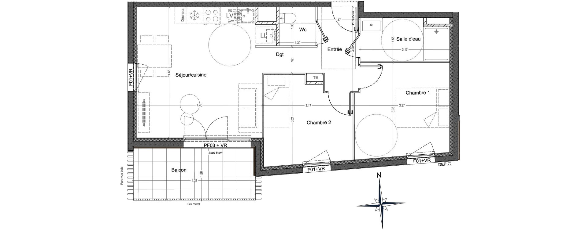 Appartement T3 de 53,57 m2 &agrave; Clermont-Ferrand Saint alyre