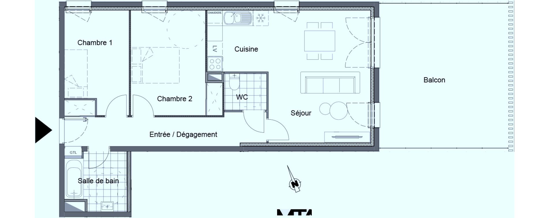 Appartement T3 de 66,27 m2 &agrave; Clermont-Ferrand Tremonteix