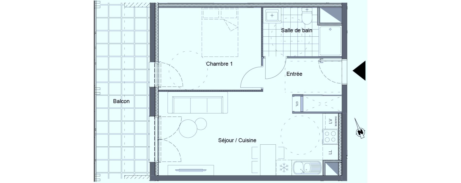 Appartement T2 de 43,56 m2 &agrave; Clermont-Ferrand Tremonteix