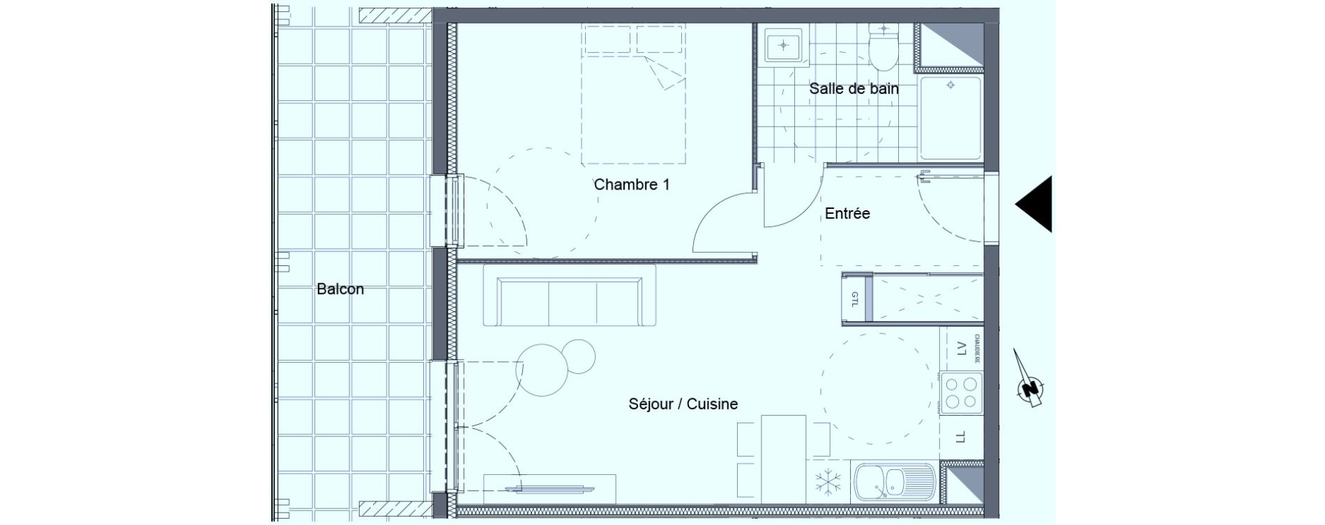 Appartement T2 de 43,92 m2 &agrave; Clermont-Ferrand Tremonteix