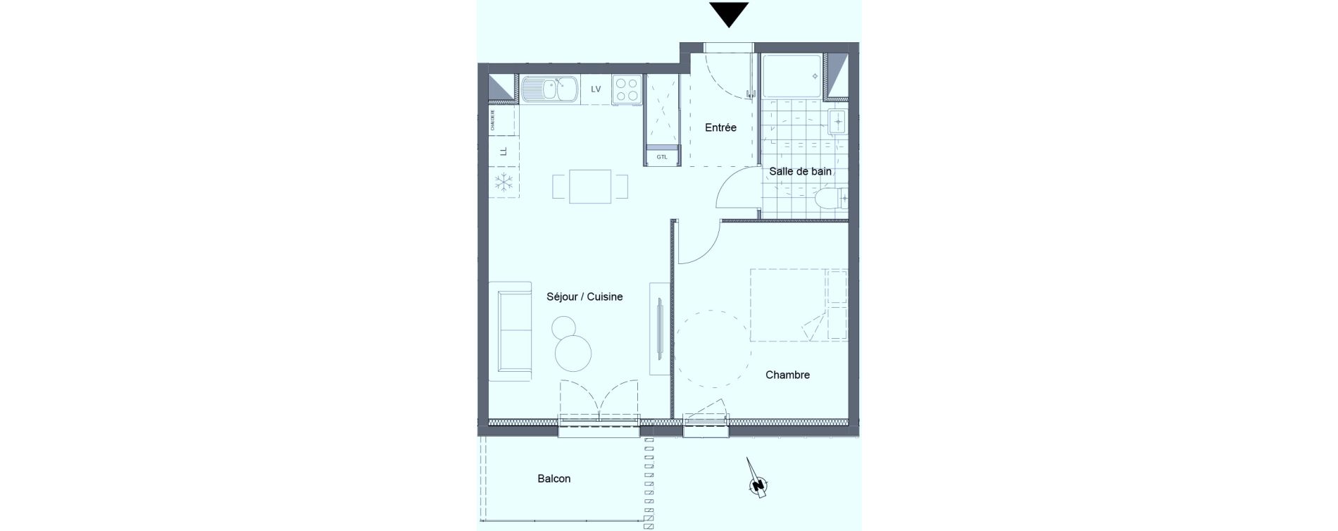 Appartement T2 de 45,82 m2 &agrave; Clermont-Ferrand Tremonteix