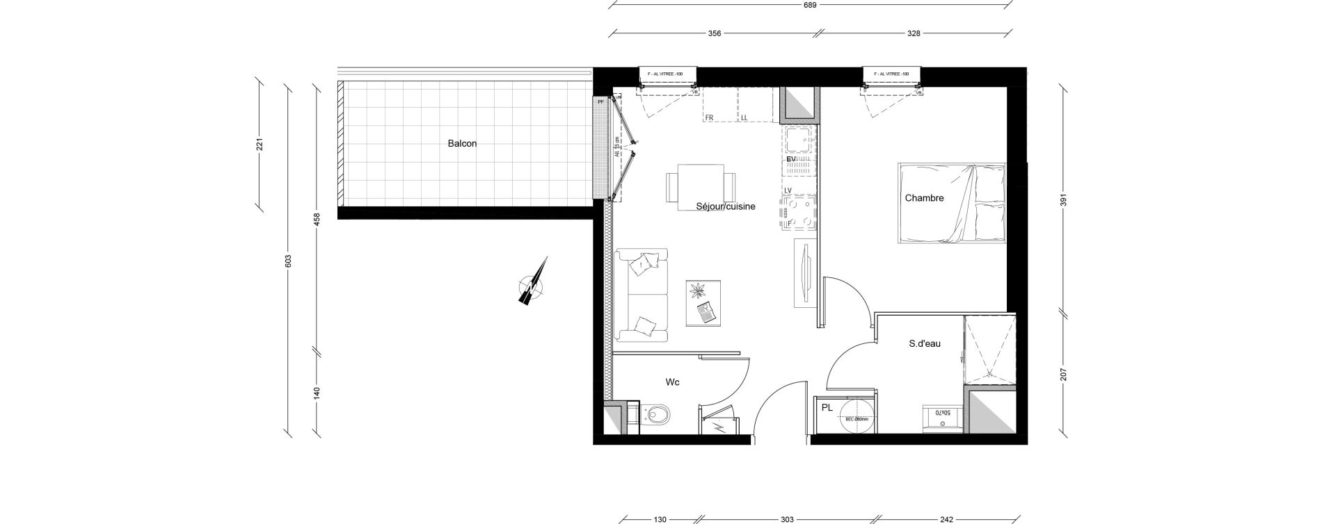 Appartement T2 de 40,00 m2 &agrave; Clermont-Ferrand P&eacute;lissier