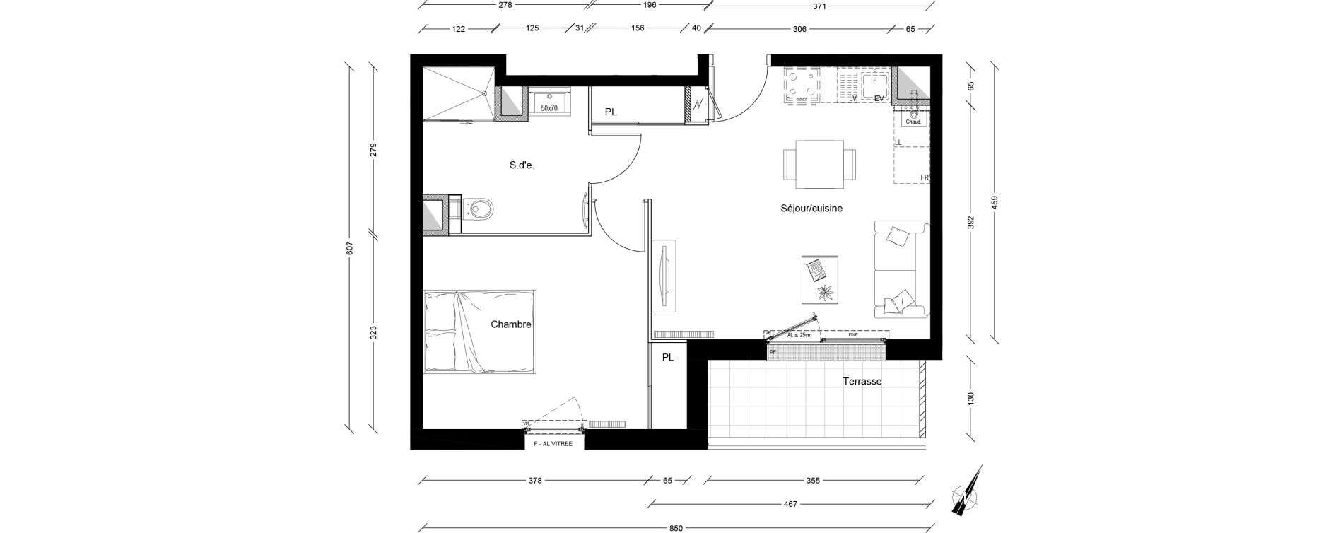 Appartement T2 de 42,50 m2 &agrave; Clermont-Ferrand P&eacute;lissier