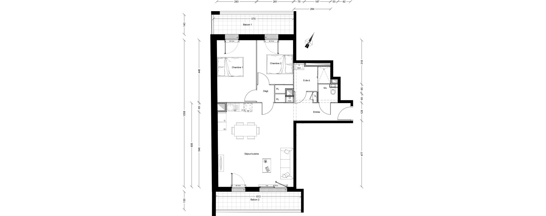Appartement T3 de 68,70 m2 &agrave; Clermont-Ferrand P&eacute;lissier