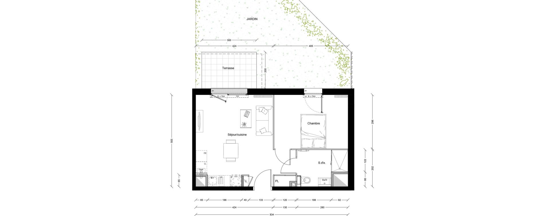 Appartement T2 de 39,90 m2 &agrave; Clermont-Ferrand P&eacute;lissier