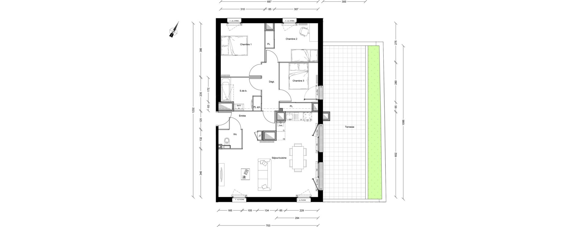 Appartement T4 de 81,20 m2 &agrave; Clermont-Ferrand P&eacute;lissier