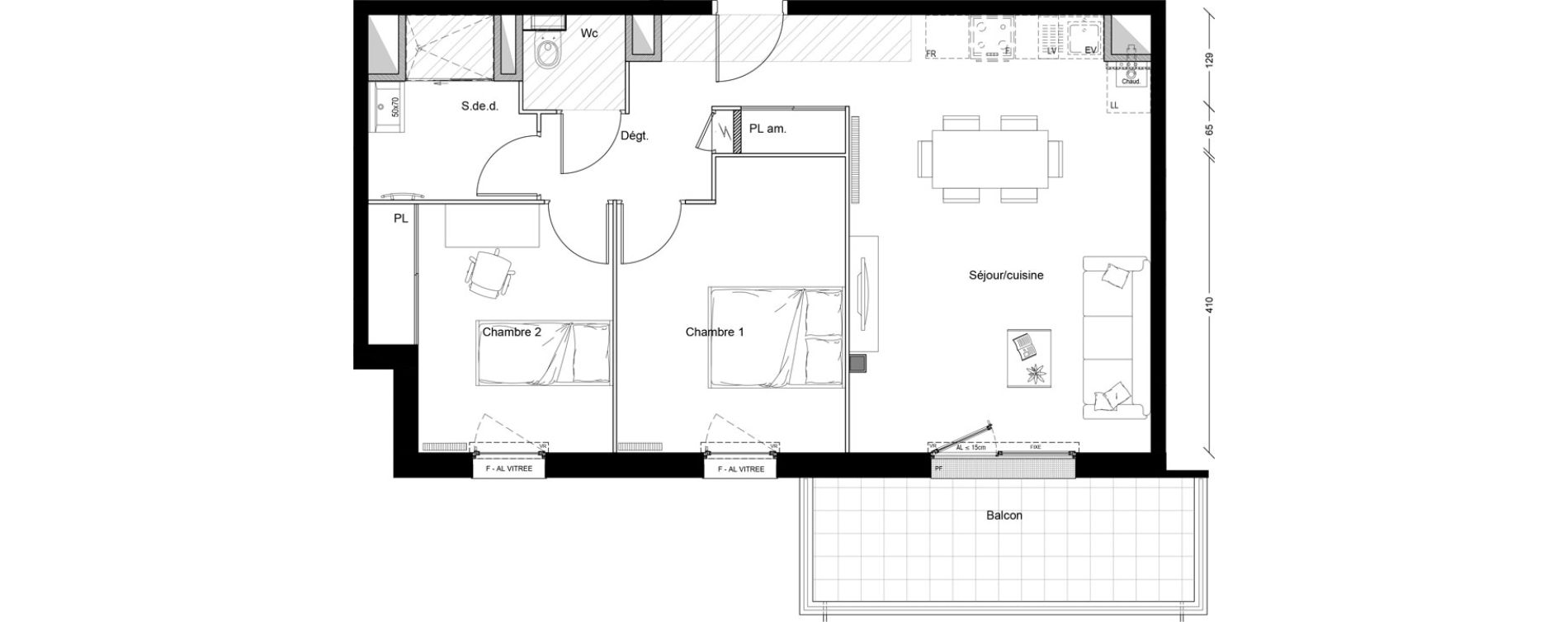 Appartement T3 de 61,90 m2 &agrave; Clermont-Ferrand P&eacute;lissier