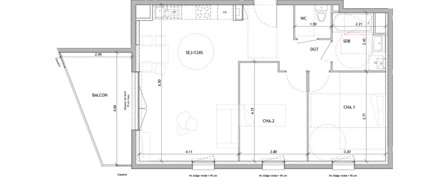 Appartement T3 de 63,57 m2 &agrave; Clermont-Ferrand Sous les vignes