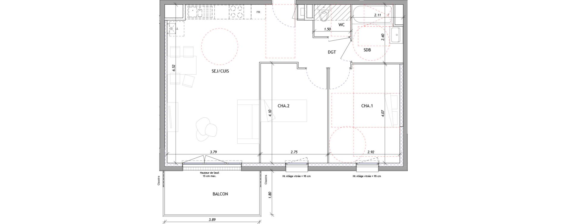 Appartement T3 de 60,45 m2 &agrave; Clermont-Ferrand Sous les vignes