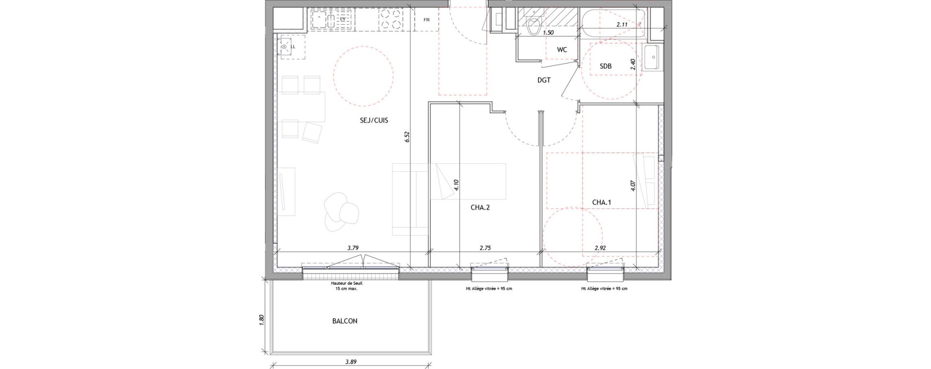 Appartement T3 de 60,43 m2 &agrave; Clermont-Ferrand Sous les vignes