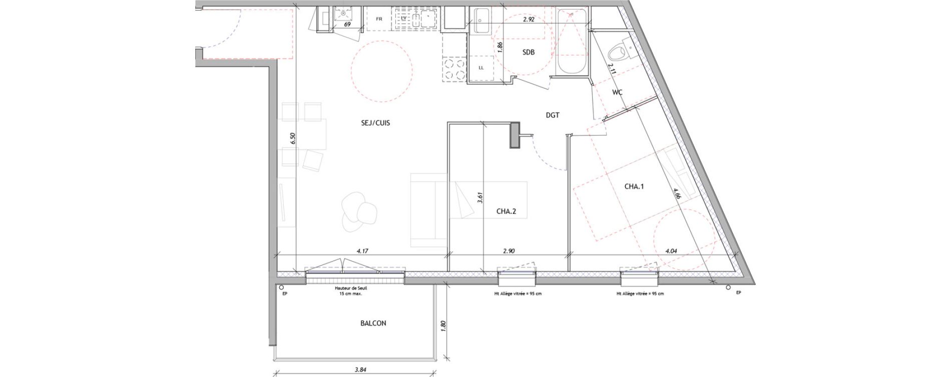 Appartement T3 de 63,52 m2 &agrave; Clermont-Ferrand Sous les vignes