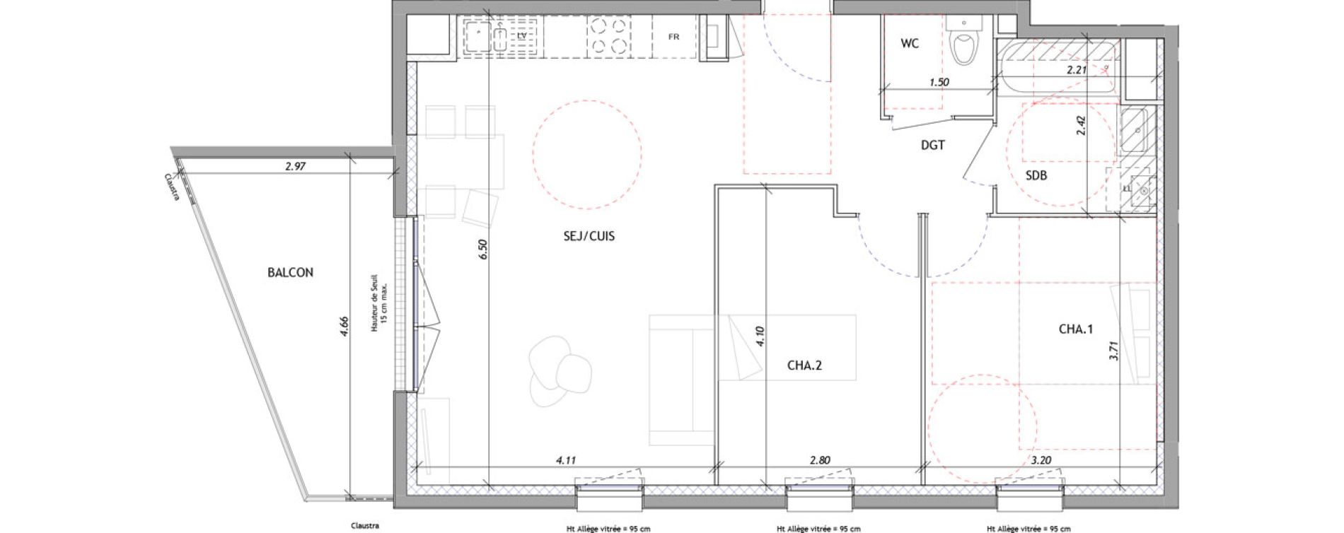 Appartement T3 de 63,57 m2 &agrave; Clermont-Ferrand Sous les vignes