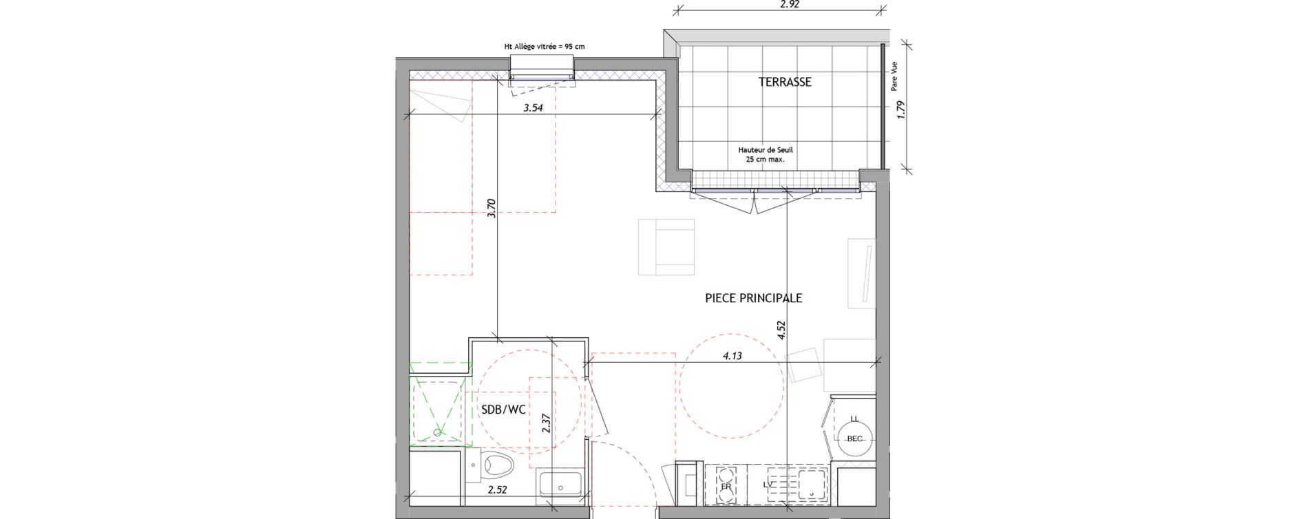 Appartement T1 de 34,27 m2 &agrave; Clermont-Ferrand Sous les vignes