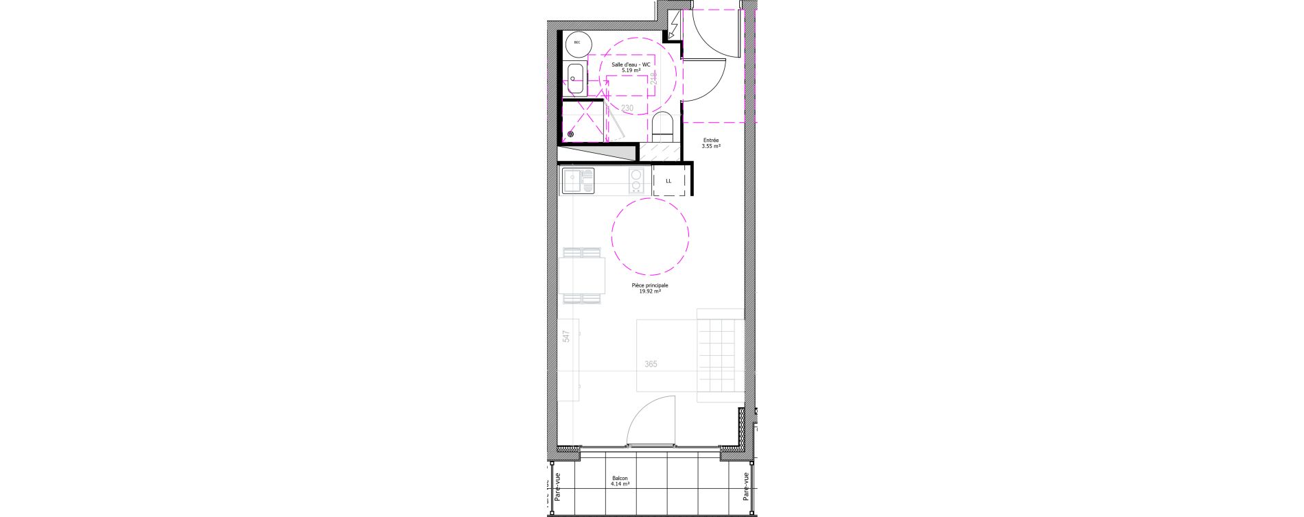 Appartement T1 de 28,69 m2 &agrave; Clermont-Ferrand Champfleuri