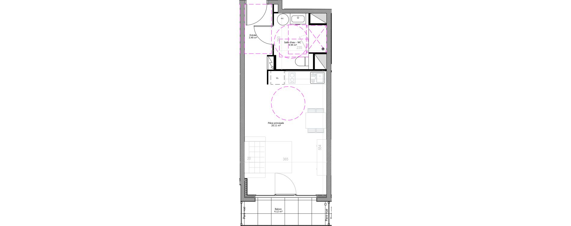 Appartement T1 de 28,57 m2 &agrave; Clermont-Ferrand Champfleuri