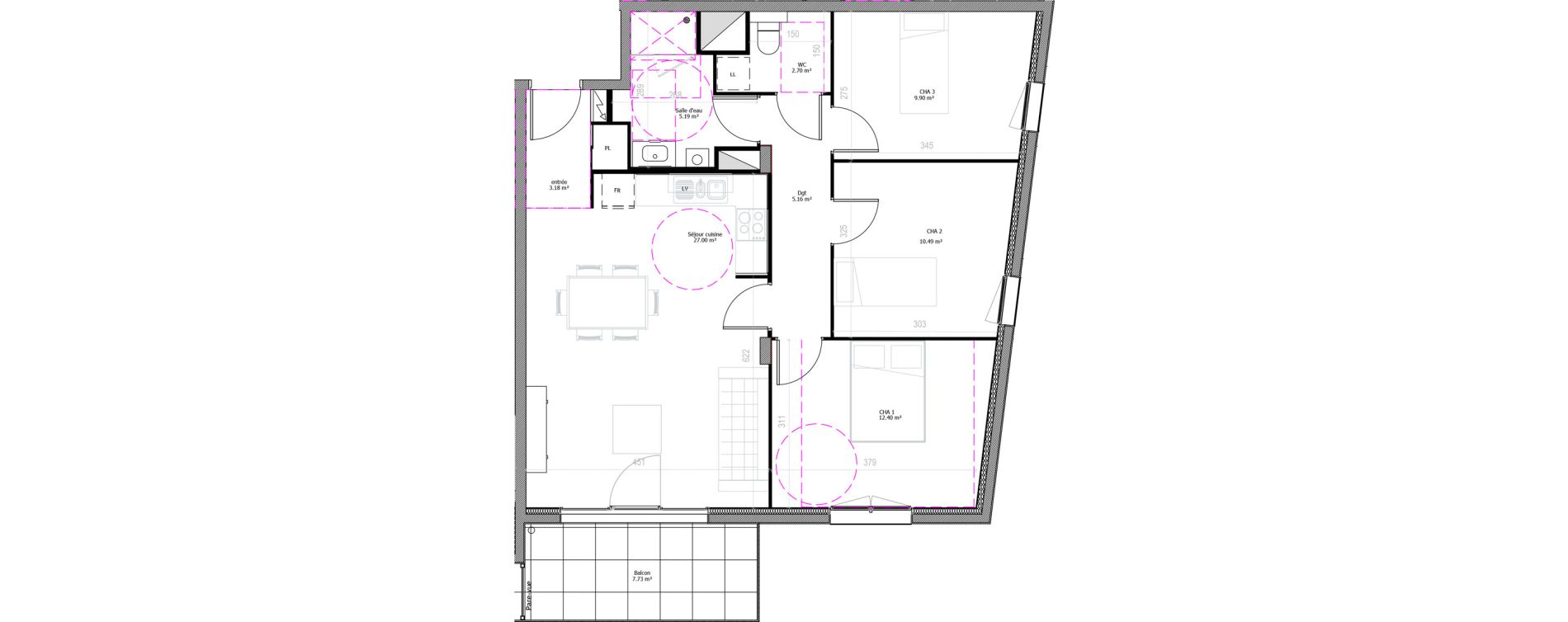 Appartement T4 de 76,04 m2 &agrave; Clermont-Ferrand Champfleuri